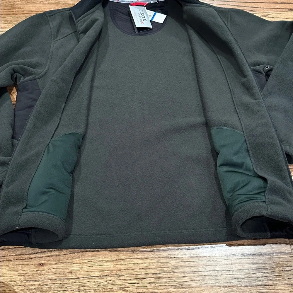 NWT- Izod Men's Dark Green /black Performance Jacket. Size XL